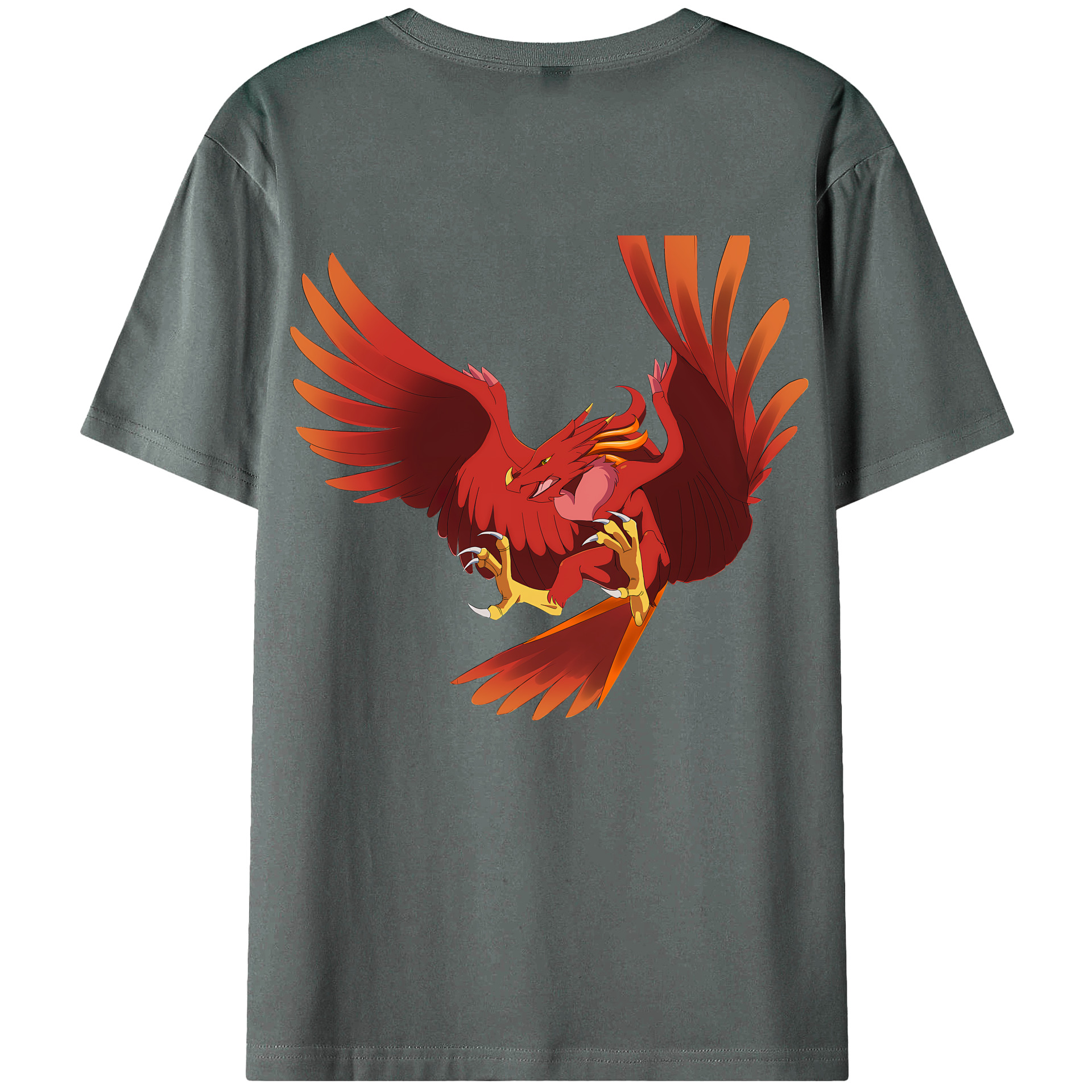 （画像用） Digimon デジタルモンスター/デジモン 綿100％ メンズ半袖Tシャツ（バックプリント） 通気性